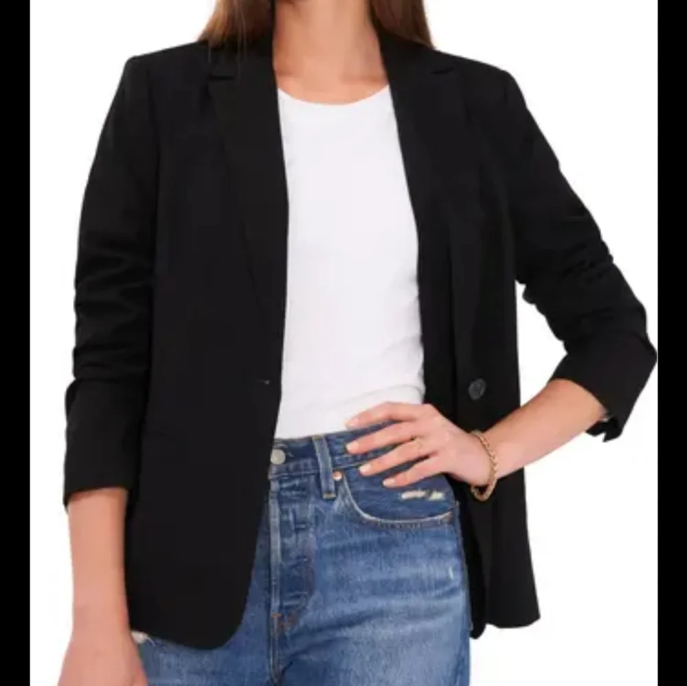 Vince Camuto Sophia Single Button Ruched Sleeve Blazer